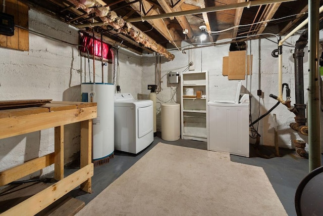 115 Spruce St W, Grey Eagle, MN 56336 - unfinished below grade area with electric water heater and washing machine and clothes dryer