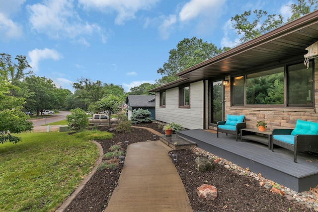 12940 8th Ave N, Zimmerman, MN 55398 - view of grassy yard featuring a wooden deck