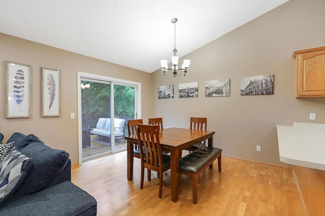 1310 Widgeon Way, Buffalo, MN 55313 - dining space featuring a chandelier, light wood-type flooring, and vaulted ceiling
