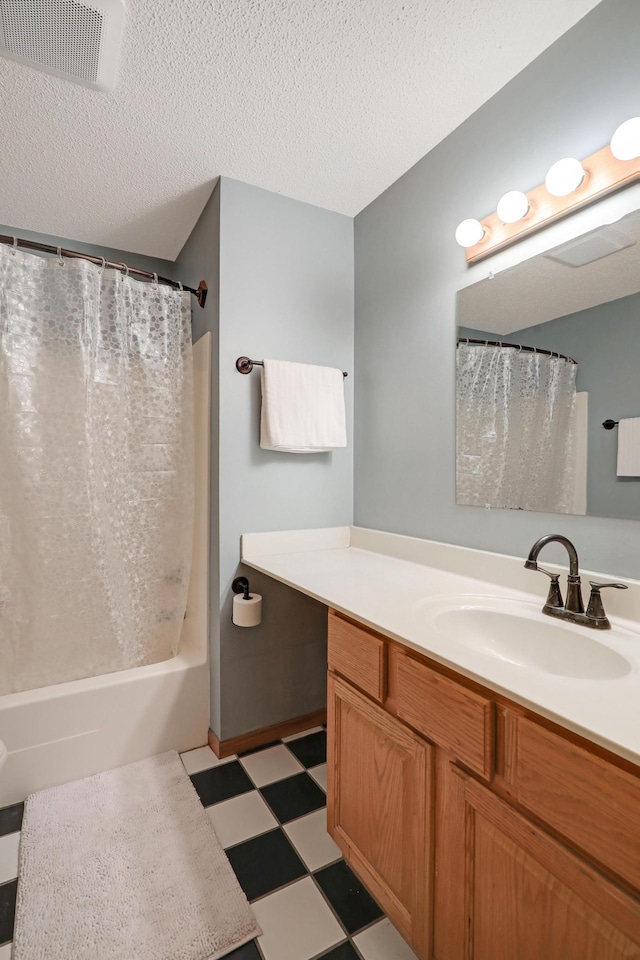 1310 Widgeon Way, Buffalo, MN 55313 - full bathroom with tile patterned floors, vanity, and shower / bathtub combination with curtain