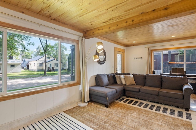1412 11th St S, Virginia, MN 55792 - living area with plenty of natural light and wooden ceiling