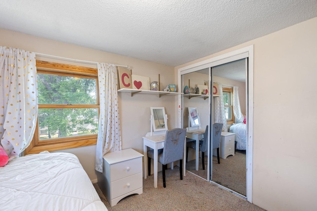 1412 11th St S, Virginia, MN 55792 - bedroom featuring light colored carpet, multiple windows, a closet, and a textured ceiling