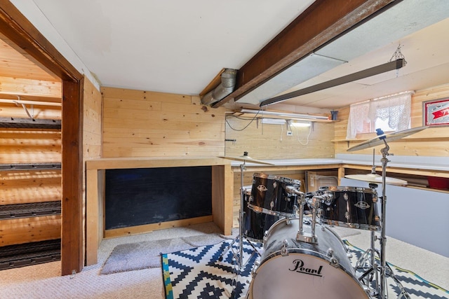 1412 11th St S, Virginia, MN 55792 - exercise area with wooden walls and carpet