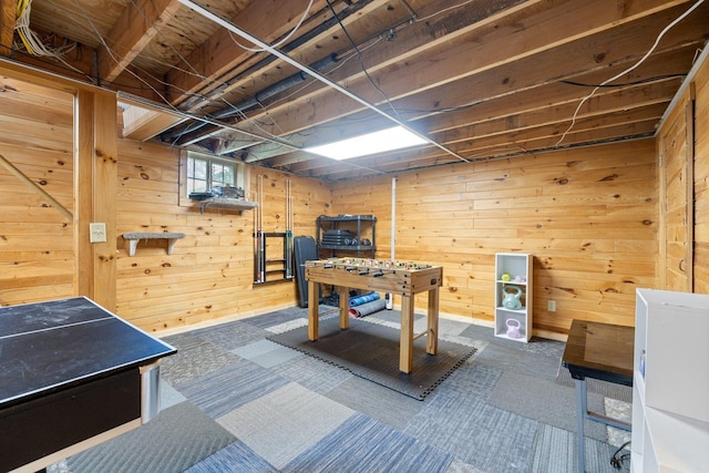 1412 11th St S, Virginia, MN 55792 - game room featuring wooden walls and carpet