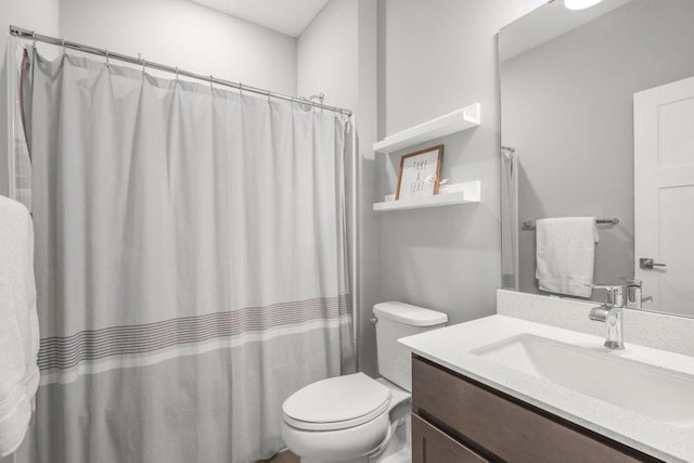 5201 Ramier Ave NE, Otsego, MN 55374 - bathroom with vanity, toilet, and a shower with shower curtain