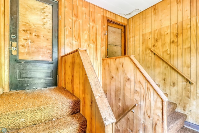 1002 10th St N, Fargo, ND 58102 - stairway featuring wooden walls