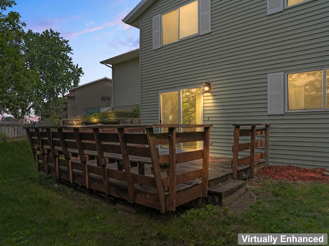 2452 Parkview Ln SE, Rochester, MN 55904 - back of property at dusk featuring a wooden deck
