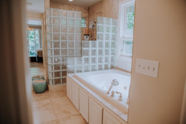 1509 Haller Ct S, Maplewood, MN 55119 - full bath featuring a walk in shower, healthy amount of natural light, and a tub with jets