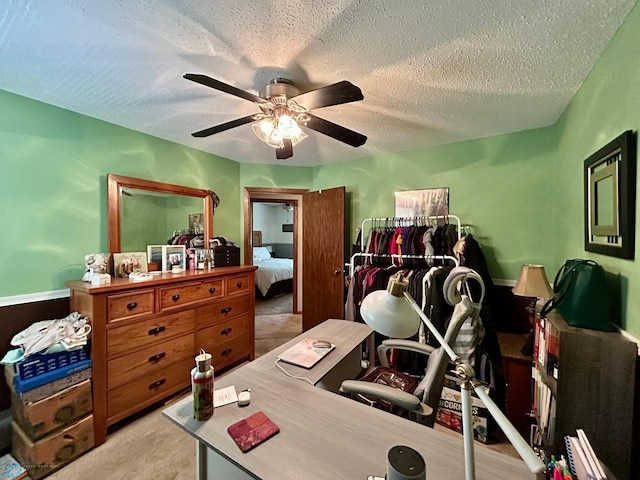 1922 13th Ave N, Moorhead, MN 56560 - office area featuring a ceiling fan, carpet flooring, and a textured ceiling