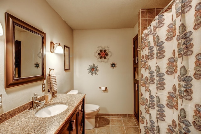 305 Birch Briar Ln, Park Rapids, MN 56470 - bathroom featuring vanity, a shower with shower curtain, and tile patterned floors
