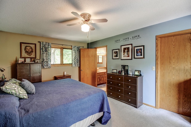 305 Birch Briar Ln, Park Rapids, MN 56470 - bedroom with light carpet, a ceiling fan, and connected bathroom
