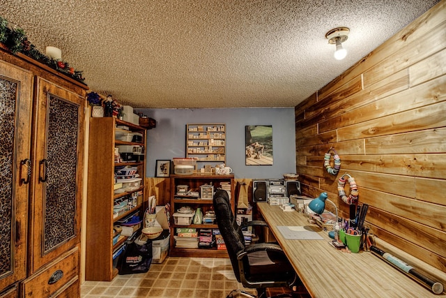 305 Birch Briar Ln, Park Rapids, MN 56470 - home office with a textured ceiling and wooden walls