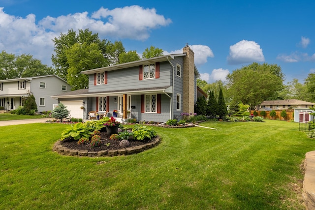 3940 Virginia Ave N, New Hope, MN 55427 - traditional-style home featuring a porch, a chimney, a garage, and driveway
