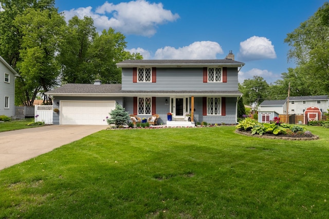 3940 Virginia Ave N, New Hope, MN 55427 - traditional home featuring a porch, a chimney, an attached garage, and concrete driveway