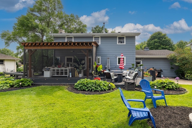 3940 Virginia Ave N, New Hope, MN 55427 - back of house featuring a yard and a chimney