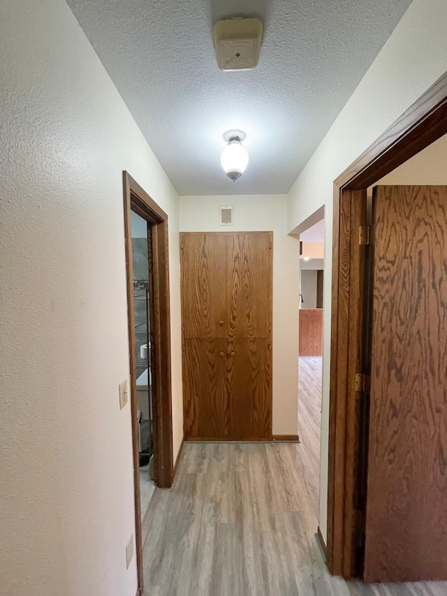 605 13th St, Mountain Lake, MN 56159 - hall with light wood-type flooring and a textured ceiling