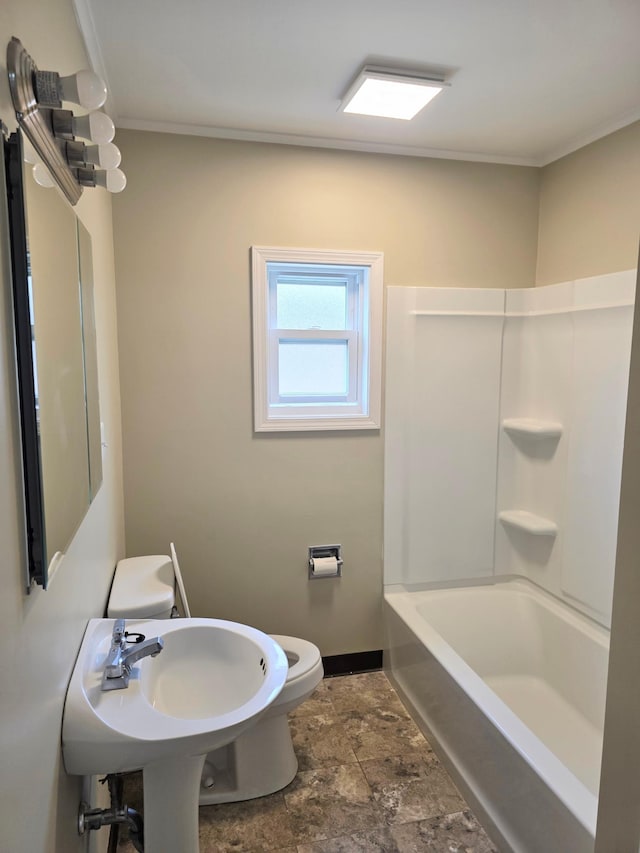 2512 7th Ave E, Hibbing, MN 55746 - full bath with ornamental molding, stone finish floors, and bathing tub / shower combination