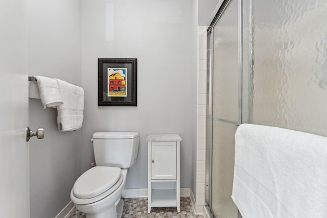 6368 Pheasant Ct, Edina, MN 55436 - full bathroom with toilet, a shower stall, and baseboards