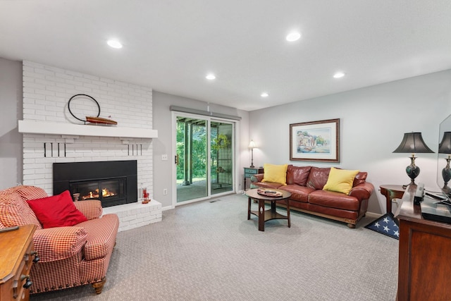 6368 Pheasant Ct, Edina, MN 55436 - carpeted living room featuring recessed lighting, a fireplace, and baseboards