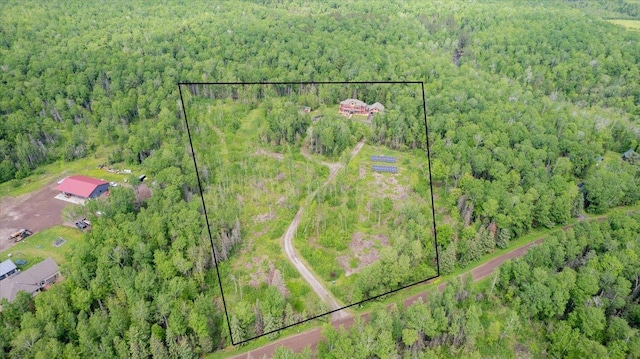 1753 Old N Shore Rd, Duluth Twp, MN 55804 - aerial overview of property's location with a heavily wooded area and property boundaries highlighted
