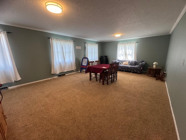 2977 State Highway 68, Marshall, MN 56258 - dining area with ornamental molding, a textured ceiling, and carpet flooring