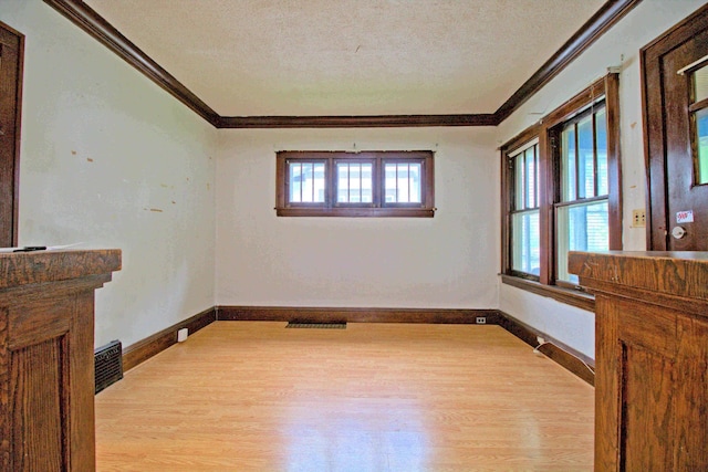 4317 2nd Ave S, Minneapolis, MN 55409 - spare room featuring crown molding, light wood-style floors, and a textured ceiling