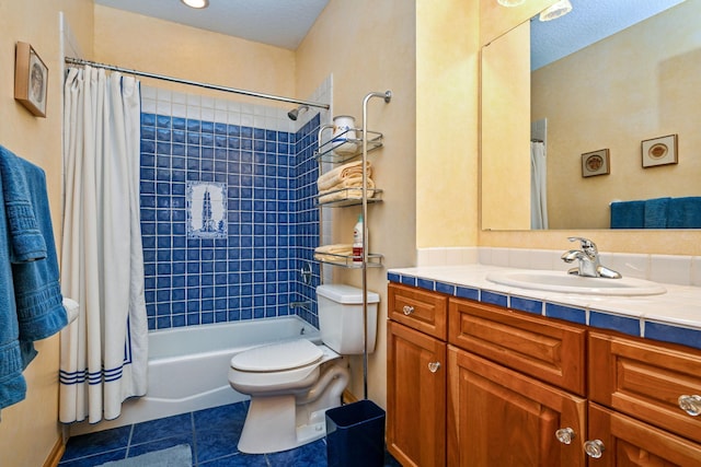14802 Margaret Pl, Minnetonka, MN 55345 - bathroom featuring tile patterned flooring, vanity, and shower / bathtub combination with curtain