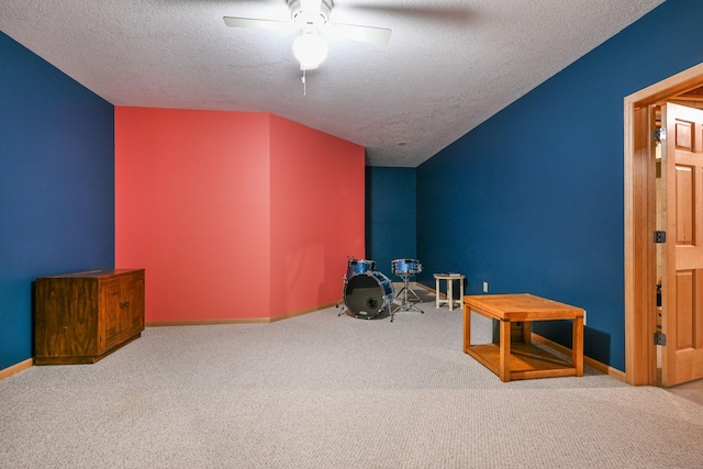14802 Margaret Pl, Minnetonka, MN 55345 - bonus room featuring a textured ceiling, carpet, a ceiling fan, and vaulted ceiling