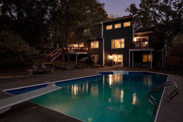8155 134th St W, Apple Valley, MN 55124 - view of swimming pool with a diving board, stairway, and a patio