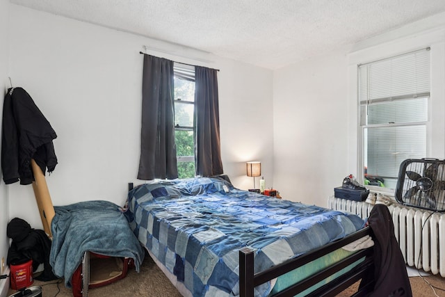 1384 Midway Pkwy, Saint Paul, MN 55108 - bedroom featuring carpet floors, a textured ceiling, and radiator