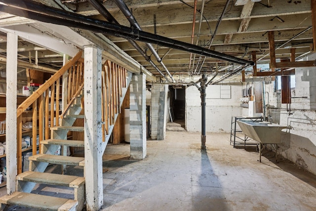 1384 Midway Pkwy, Saint Paul, MN 55108 - basement featuring a sink and stairway