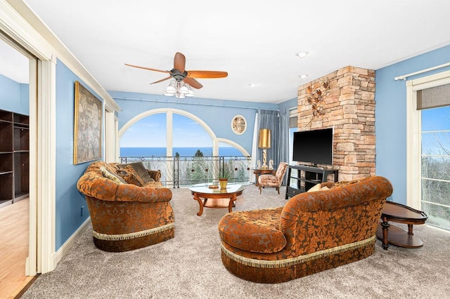 969 Deerview Ln, Two Harbors, MN 55616 - living room with ceiling fan and carpet flooring