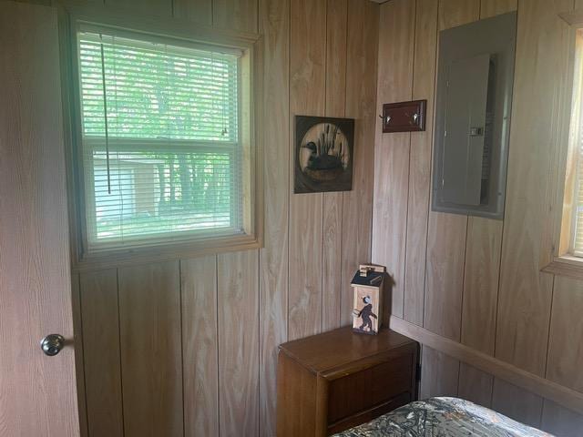 4716 Big Rice Lake Rd NE, Thunder Lake Twp, MN 56672 - bedroom / living area view of electric panel and wooden walls
