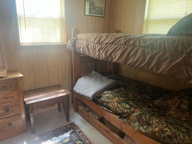 4716 Big Rice Lake Rd NE, Thunder Lake Twp, MN 56672 - bedroom with wooden walls and carpet flooring