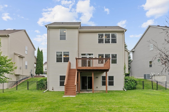 6701 Urbandale Ln N, Maple Grove, MN 55311 - back of house featuring stairs, a deck, and a fenced backyard