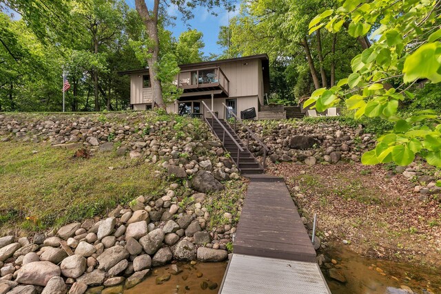 21014 Elmway Rd, Richmond, MN 56368 - rear view of property with stairs and a deck