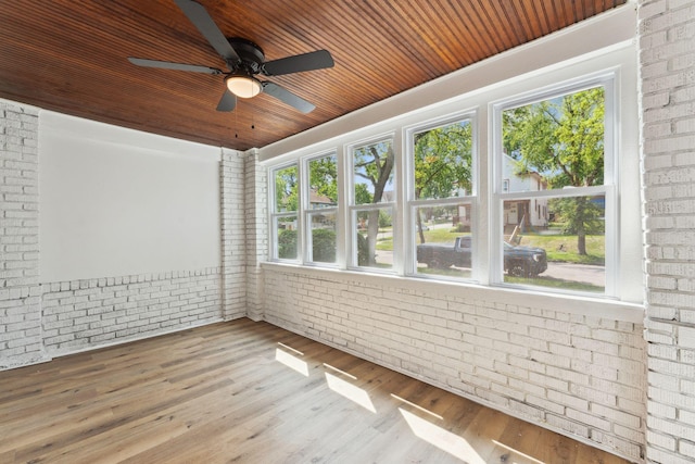 987 Dayton Ave, Saint Paul, MN 55104 - unfurnished sunroom featuring brick wall, wood ceiling, and wood finished floors