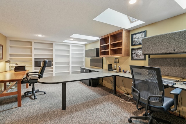 1561 Creek Run Trl, Chanhassen, MN 55331 - carpeted office featuring a skylight, recessed lighting, and a textured ceiling