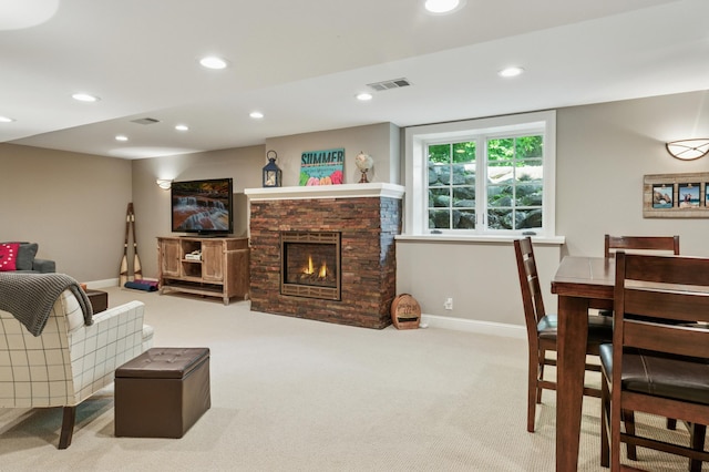 1561 Creek Run Trl, Chanhassen, MN 55331 - living room with carpet, recessed lighting, and a fireplace