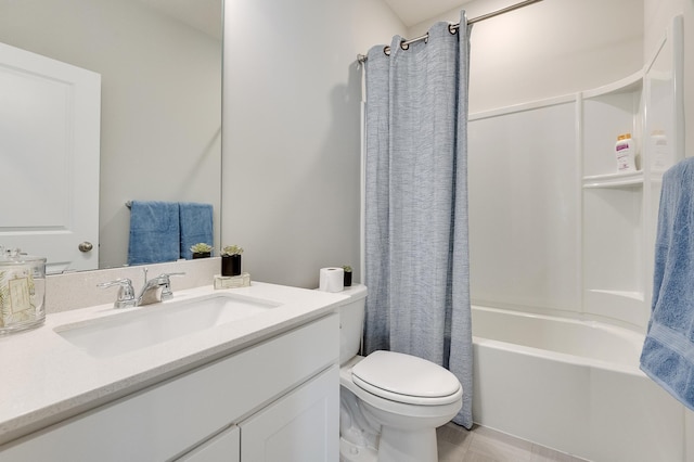 7869 Martin Ave NE, Otsego, MN 55330 - full bath with toilet, vanity, shower / tub combo with curtain, and tile patterned floors