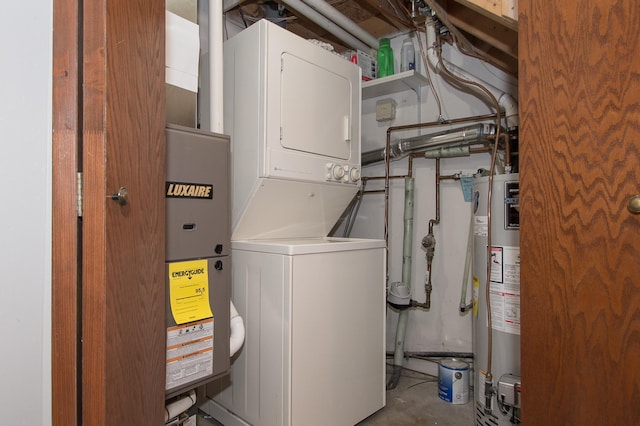 544 Auburn Pl NW Unit H, Elk River, MN 55330 - laundry area with stacked washer / drying machine and water heater