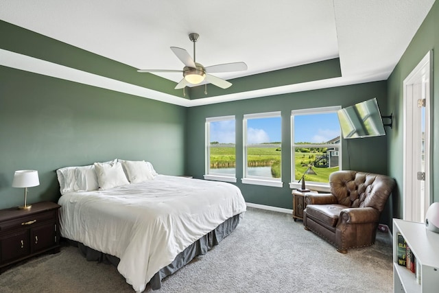 11604 Brayburn Trl, Dayton, MN 55369 - carpeted bedroom with a tray ceiling and ceiling fan