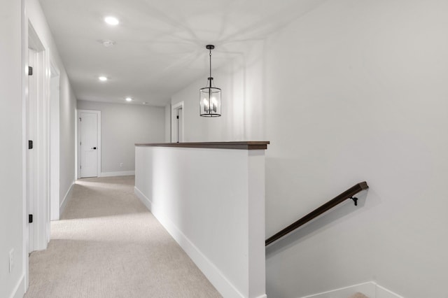 17660 Jett Cir, Prior Lake, MN 55372 - hallway featuring an upstairs landing, light colored carpet, and recessed lighting