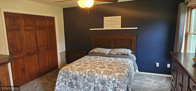 1470 Sims Rd NW, Oak Grove, MN 55011 - bedroom with carpet floors, a closet, and a ceiling fan