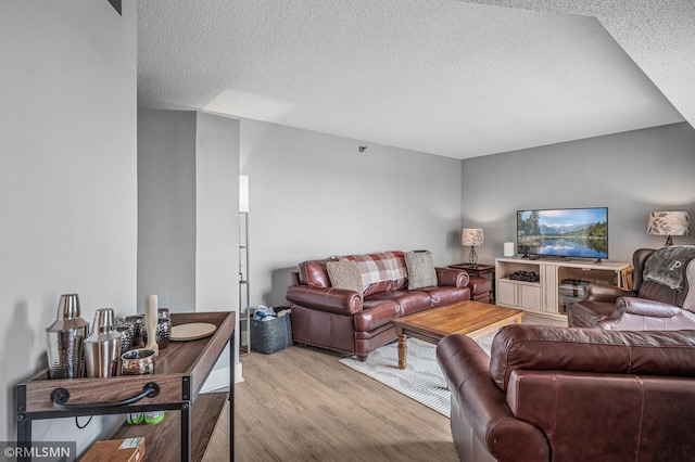 26 10th St W Unit 1409, Saint Paul, MN 55102 - living area featuring wood finished floors and a textured ceiling