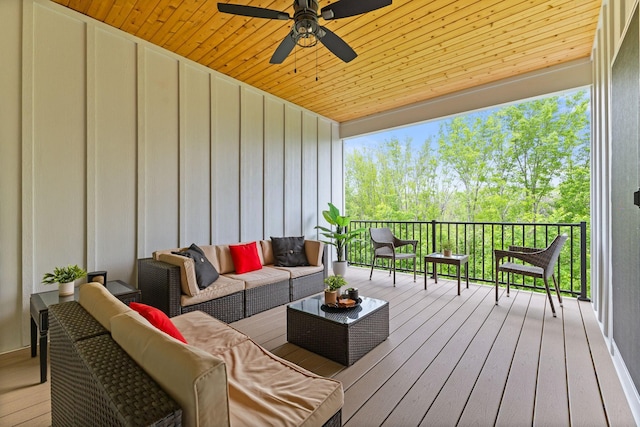 14960 143rd Ave N, Dayton, MN 55327 - wooden deck featuring an outdoor hangout area and ceiling fan