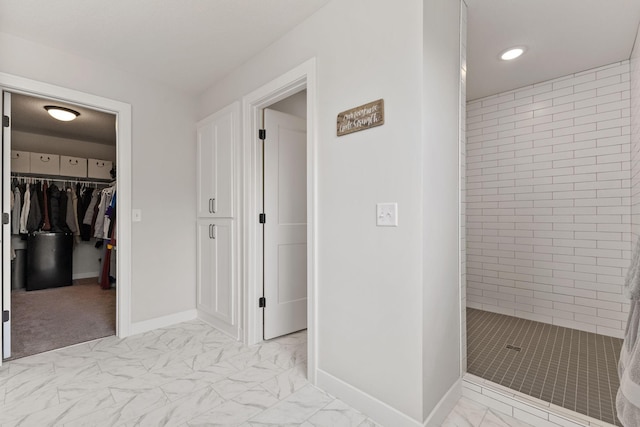 14960 143rd Ave N, Dayton, MN 55327 - bathroom with marble finish floors, a shower stall, and a walk in closet