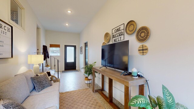 401 5th St NE, Barnesville, MN 56514 - living area featuring recessed lighting and stairway