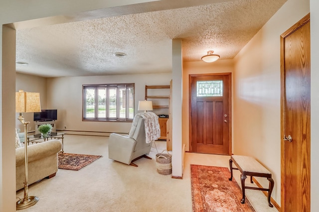 1204 20th Ave S, Moorhead, MN 56560 - entryway with a textured ceiling, healthy amount of natural light, carpet flooring, and baseboard heating