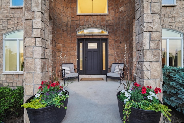 3287 Norcrest Ave N, Baytown Twp, MN 55082 - view of exterior entry with stone siding and covered porch